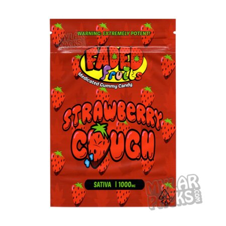 Faded Fruits Strawberry Cough 1000mg Empty Mylar Bag Edibles Candy Packaging