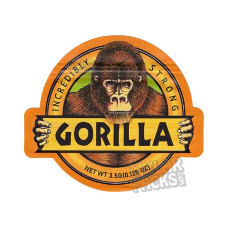 Gorilla Glue Die-Cut 3.5g Empty Smell Proof Mylar Bag Flower Dry Herb Packaging