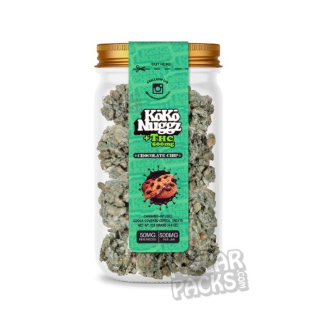 Koko Nuggz +THC 500mg Cocoa Covered Cereal Treats Stickers for Mason Jars Snack Packaging