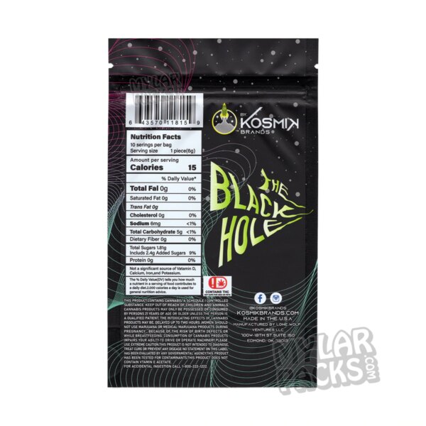 Kosmik Black Hole "Classified Green" 1000mg Empty Mylar Gummies Bag Edibles Candy Packaging