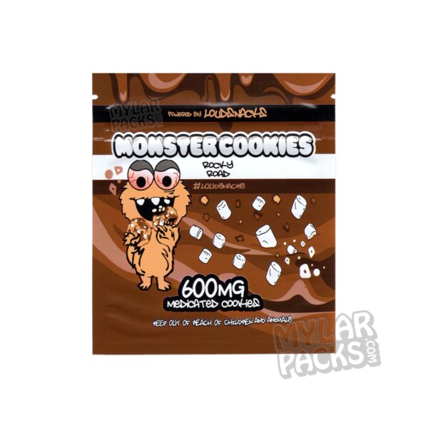 Monster Cookies Rocky Road 600mg Empty Edibles Mylar Bags Snack Packaging