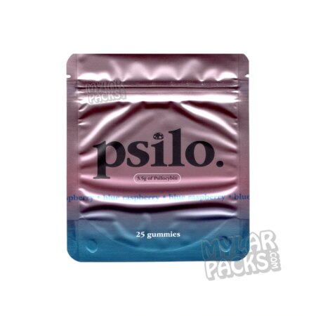 Psilo Blue Raspberry Magic Mushroom Gummy Cubes Empty 3.5g Mylar Bags Shrooms Psilocybin Packaging