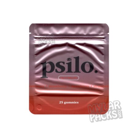Psilo Strawberry Magic Mushroom Gummy Cubes Empty 3.5g Mylar Bags Shrooms Psilocybin Packaging
