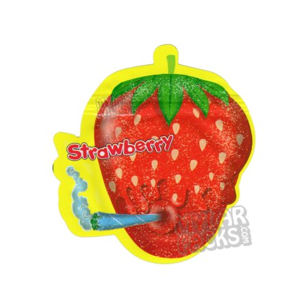 Strawberry Die-Cut Empty Universal Mylar Bags Gummy Edibles Candy Packaging