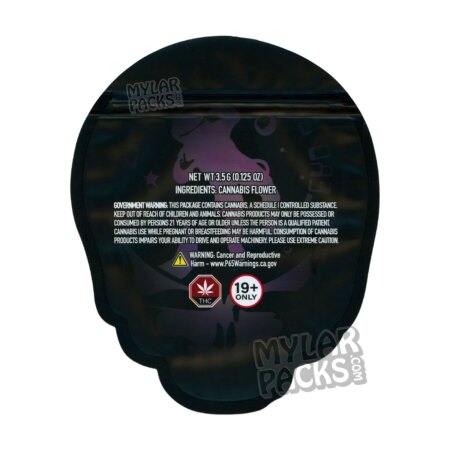 Zero Gravity Dead Head Skull Die-Cut 3.5g Empty Smell Proof Mylar Bag Flower Packaging
