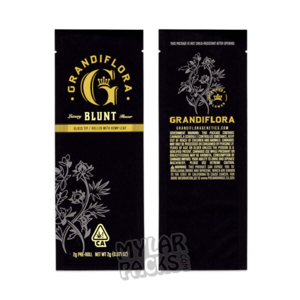 Grandiflora Single 2g Preroll Blunt Empty Packaging Pop Tube Glass Tip and Stickers for Dry Herb