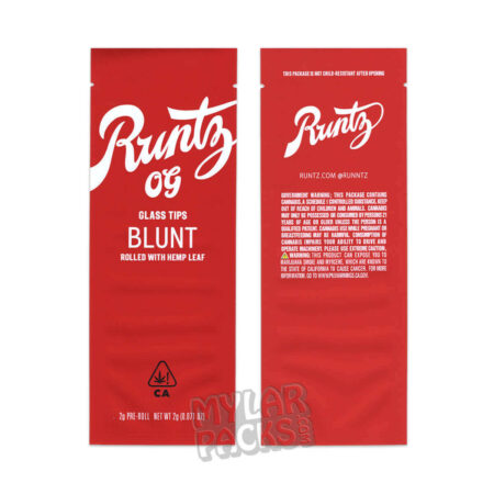 Runtz OG Red Empty Single Preroll Blunt Packaging Pop Tube Glass Tip and Stickers for Dry Herb
