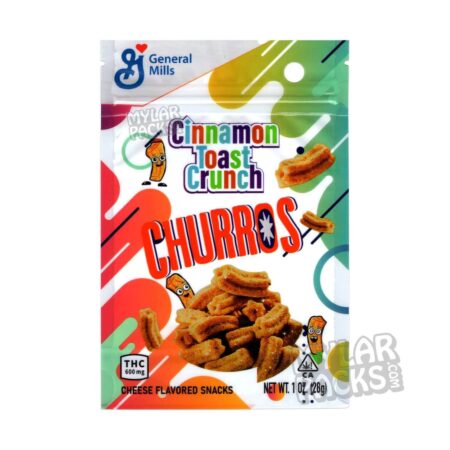 Cinnamon Toast Churros 600mg Empty Edibles Mylar Bags Cereal Snack Packaging