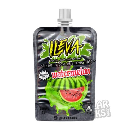 Ileva Watermelon 600mg Cannabis Infused Fruit Drink Pouch with Child Resistant Cap Packaging