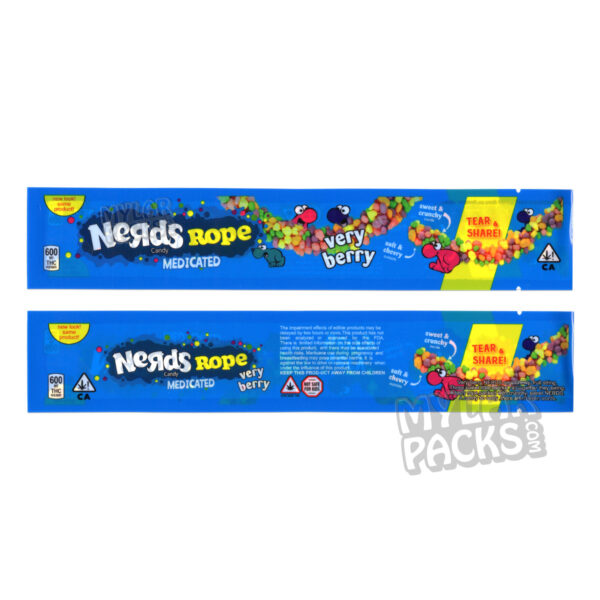Nerds Rope Medicated Very Berry 600mg Super Potent Empty Mylar Bag Gummy Edibles Packaging