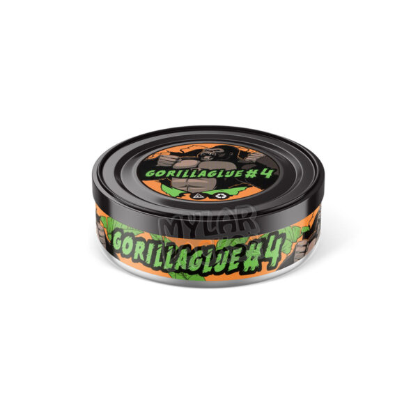Gorilla Glue #4 Pressitin 3.5g Self-Seal Tuna Tin Cans with Labels Dry Herb Flower Packaging