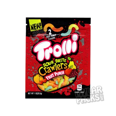 Trrlli Sour Brite Crawlers Fruit Punch 600mg Empty Mylar Bags Gummy Edibles Candy Packaging