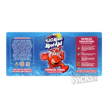 420 Kush Kool Aid Tropical Punch 500mg Infused Drink Sticker Wraparound Label (6" x 2.75")