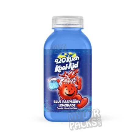 420 Kush Kool Aid Blue Raspberry Lemonade 500mg Infused Drink Sticker Wraparound Label (6" x 2.75")