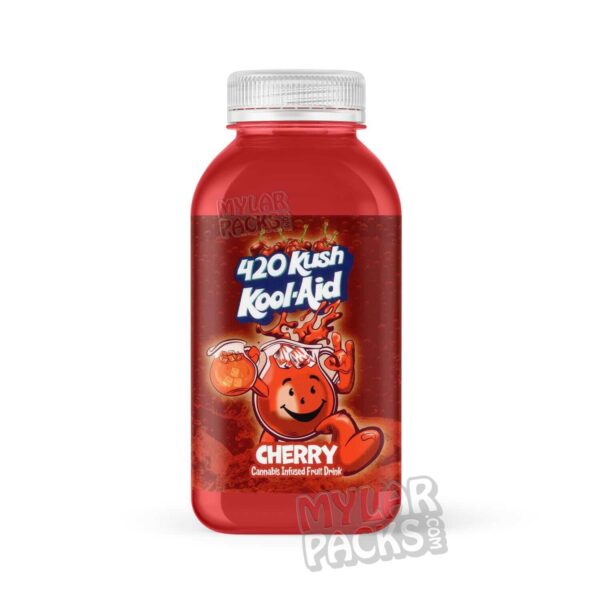 420 Kush Kool Aid Cherry 500mg Infused Drink Sticker Wraparound Label (6" x 2.75")