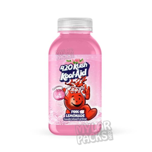 420 Kush Kool Aid Pink Lemonade 500mg Infused Drink Sticker Wraparound Label (6" x 2.75")
