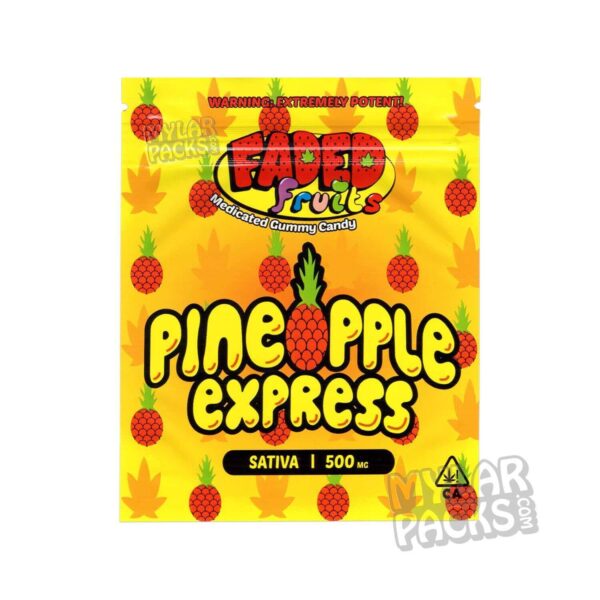Faded Fruits Pineapple Express 500mg Empty Mylar Bag Edibles Candy Packaging