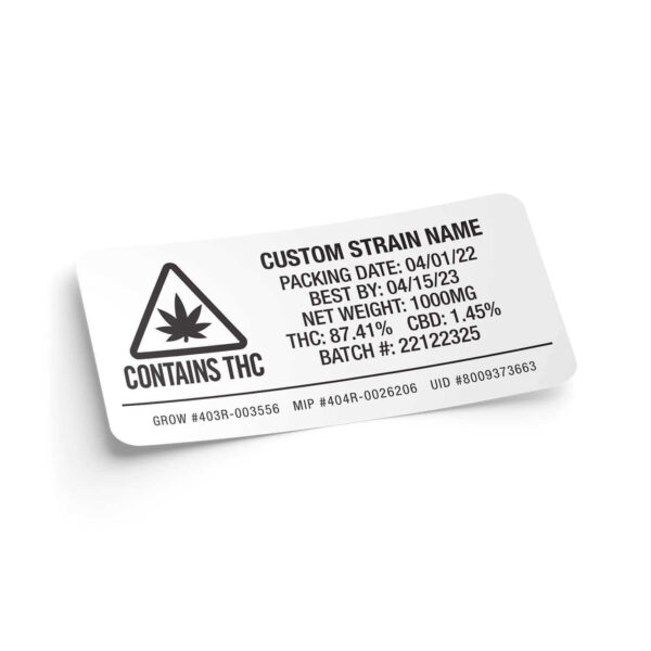 Maine ME State Compliant Warning Label Customizable Strain Sticker (1" x 2")