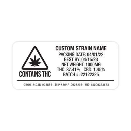 Maine ME State Compliant Warning Label Customizable Strain Sticker (1" x 2")