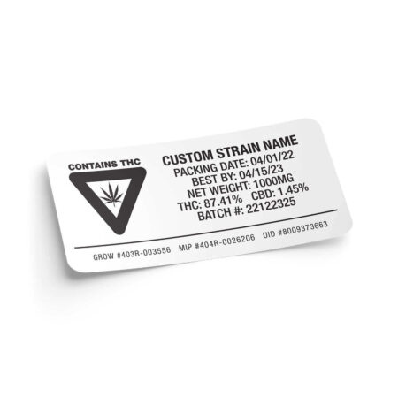 Michigan MI State Compliant Warning Label Customizable Strain Sticker (1" x 2")