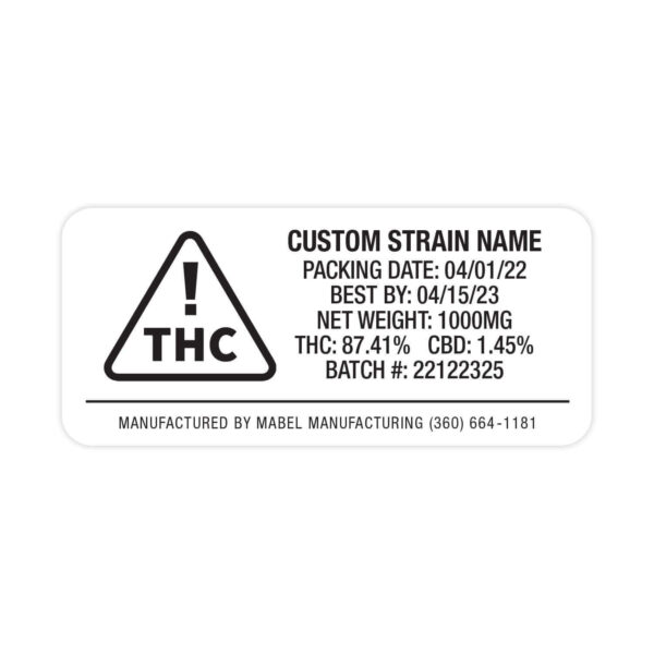 Nevada NV State Compliant Warning Label Customizable Strain Sticker (1" x 2")