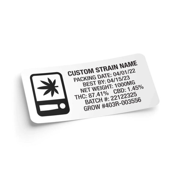 Oregon OR State Compliant Warning Label Customizable Strain Sticker (1" x 2")