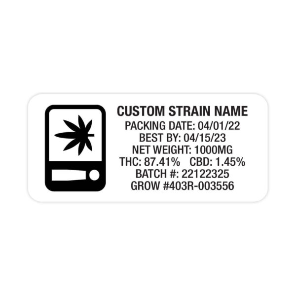 Oregon OR State Compliant Warning Label Customizable Strain Sticker (1" x 2")