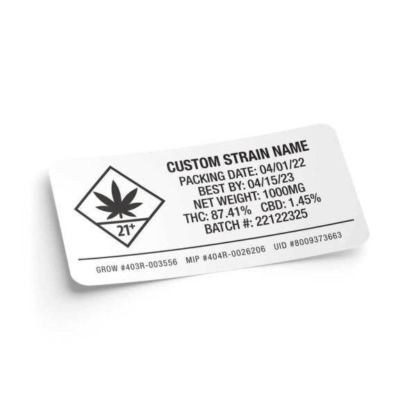 Washington WA State Compliant Warning Label Customizable Strain Sticker (1" x 2")