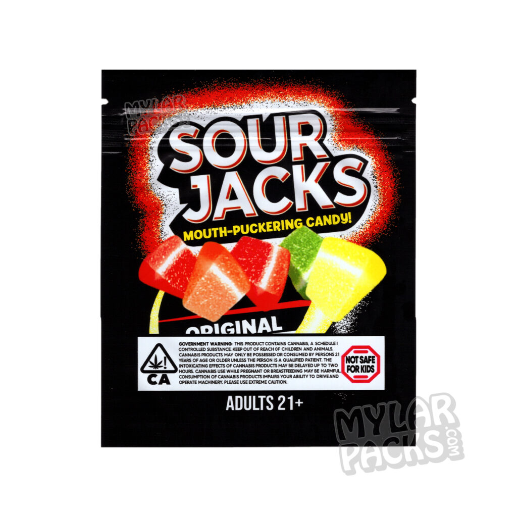 Sour Jacks Original Wedges Mylar 600mg Edibles Packaging