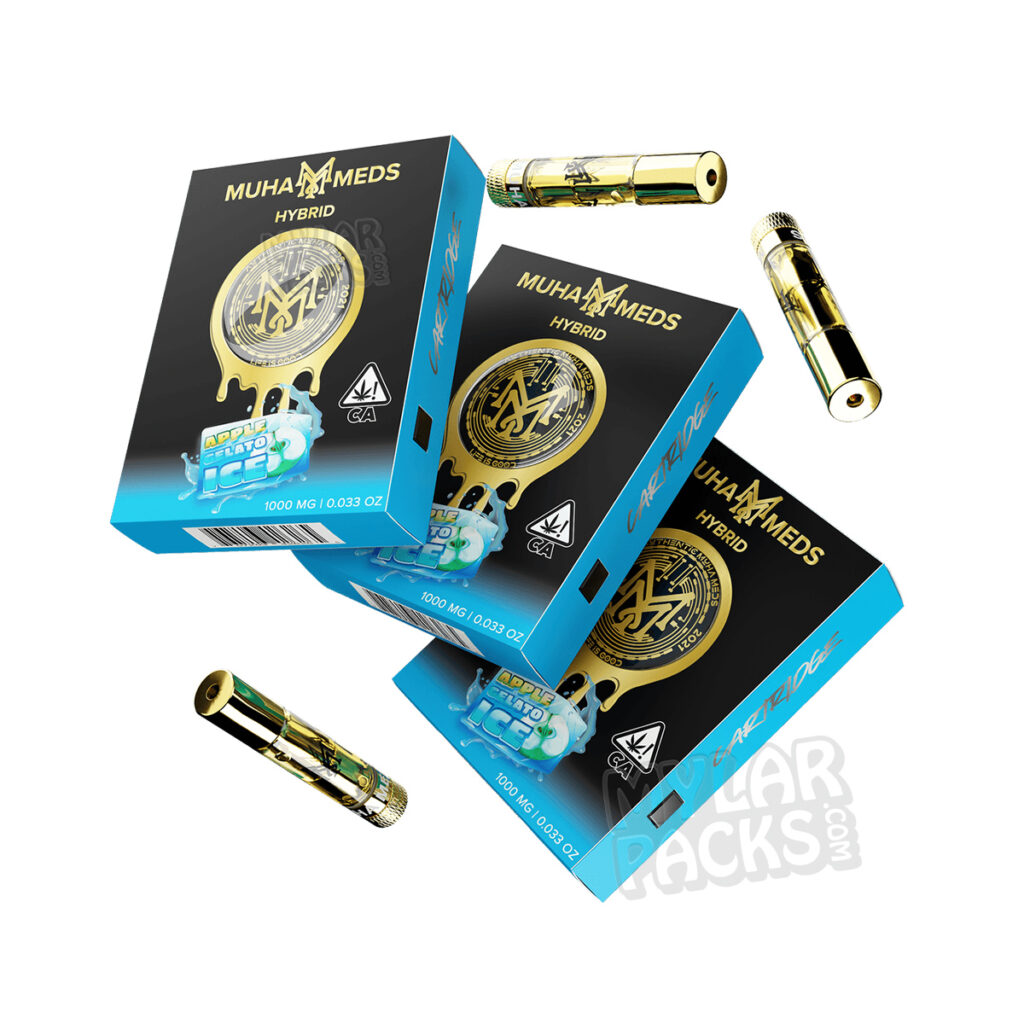Muha Meds Gold Cart, Child Proof Vape 1ml Cartridge Packaging