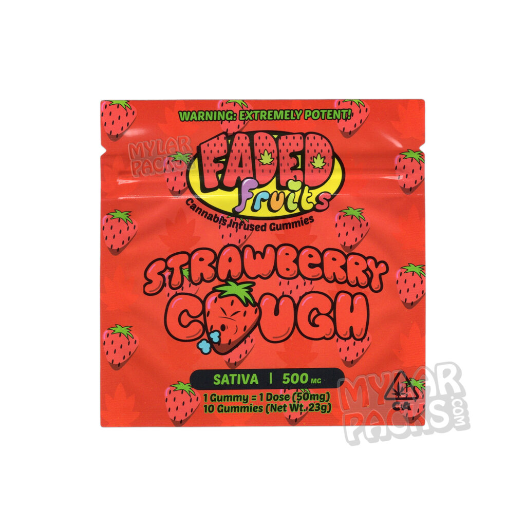 Faded Fruits Strawberry Cough Empty Mylar Bag Packaging 4123